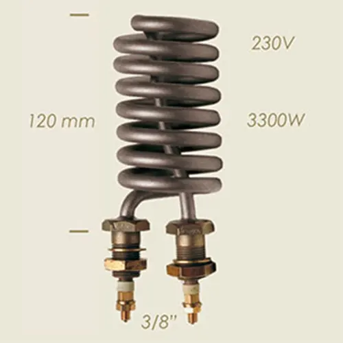 Element de incalzire (rezistenta) spiralat pentru echipamente de calcat 120mm, 3/8″, 230V, 3.300W