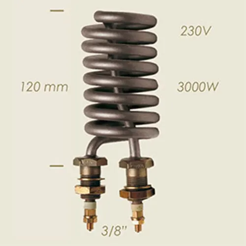 Element de incalzire (rezistenta) spiralat pentru echipamente de calcat 120mm, 3/8″, 230V, 3.000W