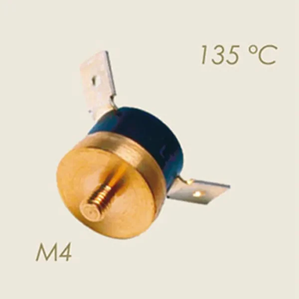 Termostat tip disc cu surub de prindere si aripioare, M4, 135°C