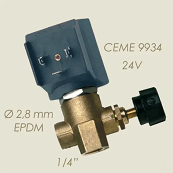 Electrovalva pentru abur reglabila 12W, 24V, Ø 2.8mm, 1/4″, CEME 9934