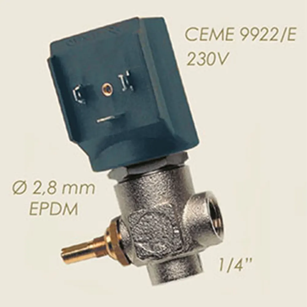 Electrovalva pentru abur reglabila 12W, 230V, Ø 2,8mm, 1/4″, CEME 9922/E