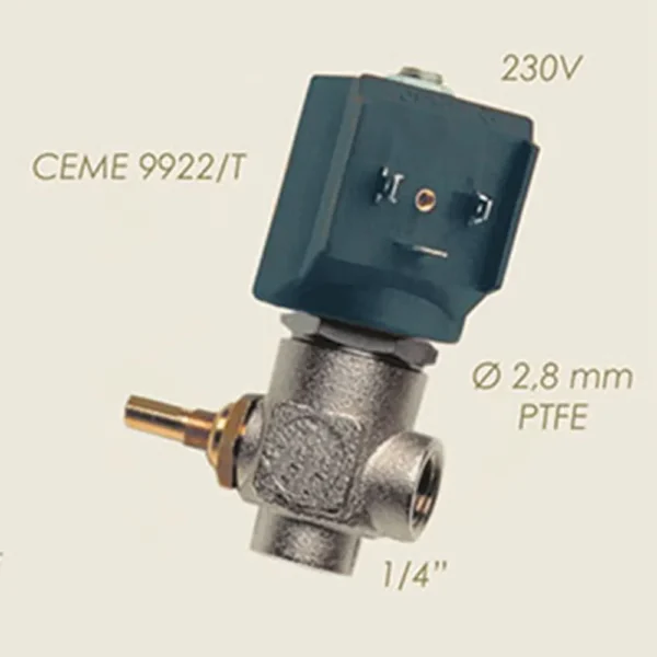 Electrovalva pentru abur reglabila 12W, 230V, Ø 2,8mm, 1/4″, CEME 9922/T