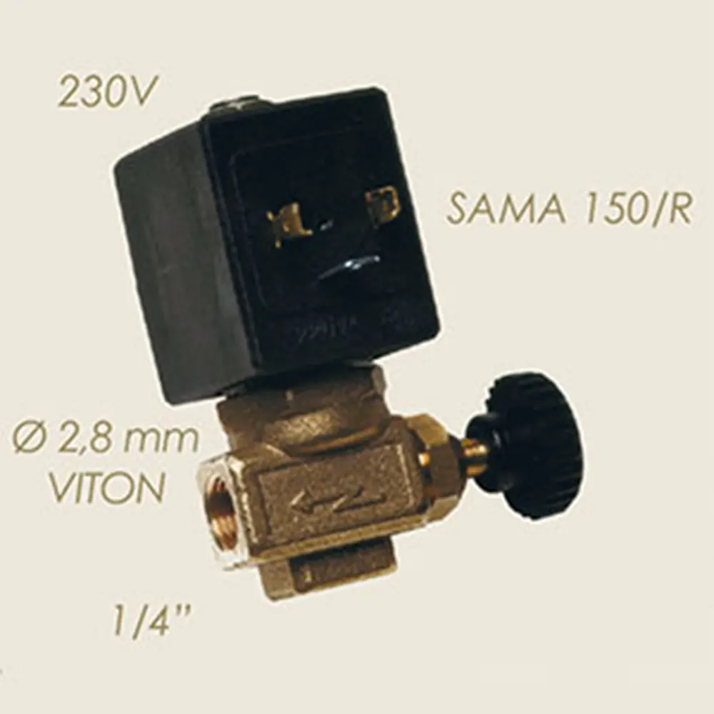 Electrovalva pentru abur reglabila 22W, 230V, Ø 2.8mm, 1/4″, SAMA 150/R