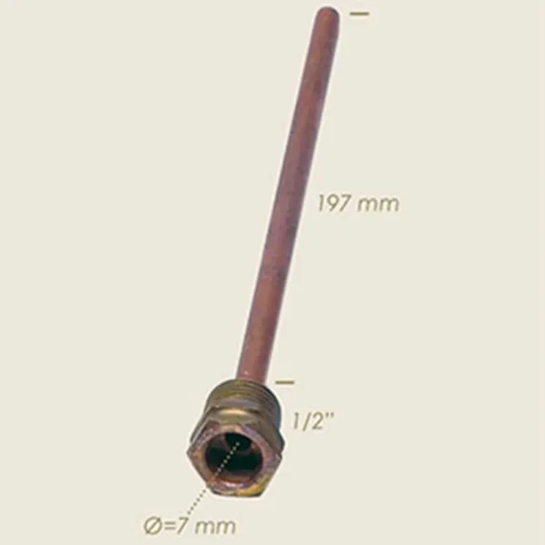 Tub pentru sonda termoregulator, filet 1/2", 197mm