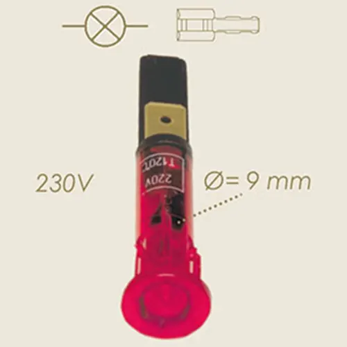 Mini lampa de avertizare cu lumina rosie, diametru 9mm