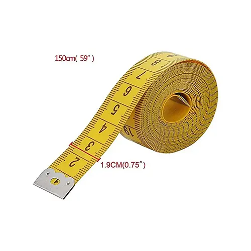 Centimetru clasic de croitorie, ambele fete in cm, 150 cm, galben